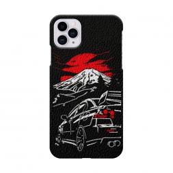 Кожаный черный Машина в горах 1 на iPhone 11 Pro Max