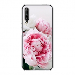 Силиконовый чехол Розовые и белые пионы на Huawei Y9s