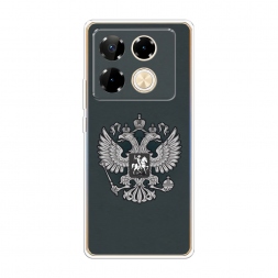 Силиконовый чехол Герб России серый на Infinix Note 40 Pro 4G