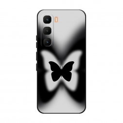 Матовый силиконовый чехол Монохромная бабочка на Infinix Hot 60 Pro