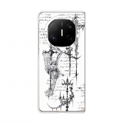 Силиконовый чехол Чёрно-белый рисунок ангелы на Huawei Mate X6