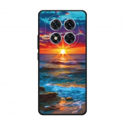Матовый силиконовый чехол Море на фоне заката на Xiaomi Poco X7