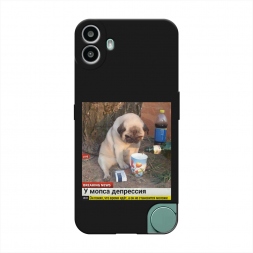 Матовый силиконовый чехол Мопс в депрессии на CMF Phone 1