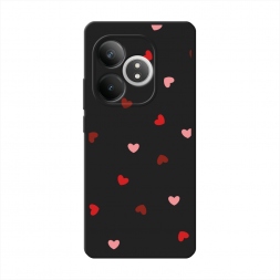 Матовый силиконовый чехол Бордовые сердечки 3 на Realme GT 6T