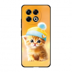Матовый силиконовый чехол Рыжий котёнок в шапочке на Tecno Spark 30 Pro