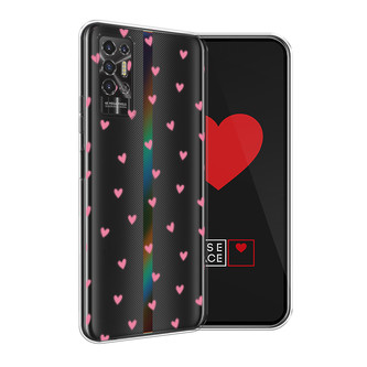 Силиконовый чехол Маленькие розовые сердечки на Tecno Pova 2