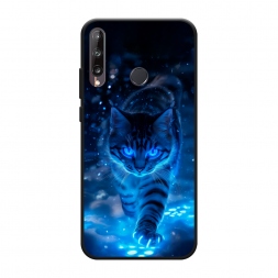 Матовый силиконовый чехол Синий кот на Huawei P40 lite E