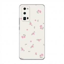 Силиконовый чехол Розовые цветочки на бежевом на Honor 30 Pro Plus