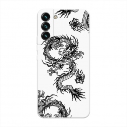 Китайские драконы паттерн чёрный на Samsung Galaxy S22