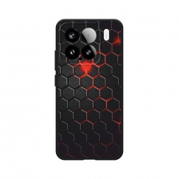 Матовый силиконовый чехол Фон соты красные на Xiaomi 15