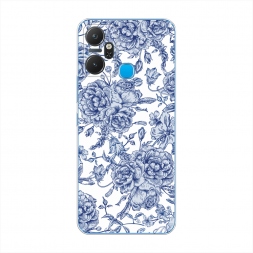 Силиконовый чехол Гжель цветы рисунок на Infinix Smart 6 Plus