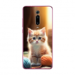 Силиконовый чехол Рыжий котёнок с клубком на Xiaomi Mi 9T
