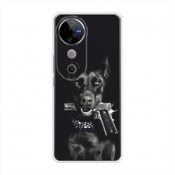 Силиконовый чехол Опасный доберман на Vivo V40