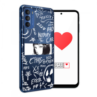 Силиконовый чехол Manga graffiti white на Motorola Moto G41