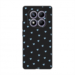 Матовый силиконовый чехол Голубые сердечки паттерн на Xiaomi Redmi Note 14 Pro 4G