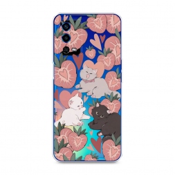 Силиконовый чехол Клубничные котики на Oppo A55 4G
