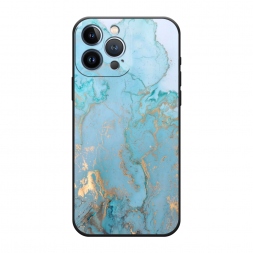 Матовый силиконовый чехол Голубой мрамор рисунок на iPhone 13 Pro Max