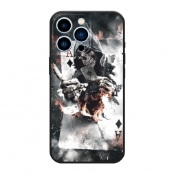 Матовый силиконовый чехол Карты черепа в капюшоне на iPhone 13 Pro