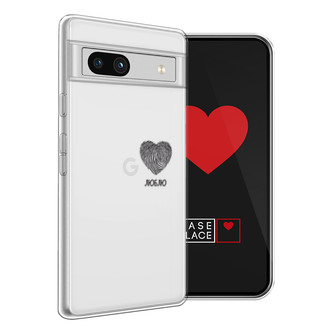 Силиконовый чехол Отпечаток сердца черный на Google Pixel 7a