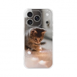 Силиконовый чехол Котенок с огоньками на iPhone 17 Pro