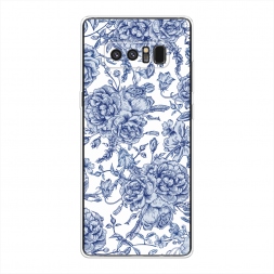Силиконовый чехол Гжель цветы рисунок на Samsung Galaxy Note 8