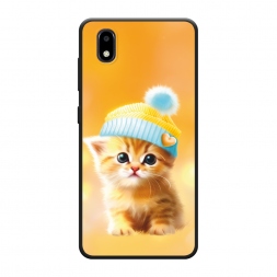 Матовый силиконовый чехол Рыжий котёнок в шапочке на ZTE Blade A3 (2020)