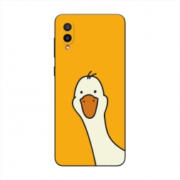 Матовый силиконовый чехол Утка на желтом фоне на Samsung Galaxy A02