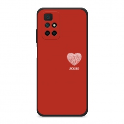 Матовый силиконовый чехол Отпечаток сердца на красном на Xiaomi Redmi Note 11 4G China