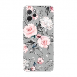 Силиконовый чехол Розы на сером на HuaweI Nova Y61