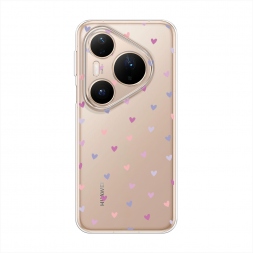 Силиконовый чехол Пастельные сиреневые сердечки на Huawei Pura 80 Pro