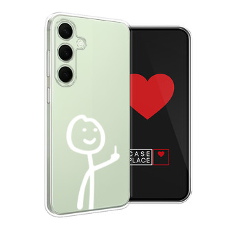 Силиконовый чехол Неприличный человечек белый на Samsung Galaxy S25 Plus