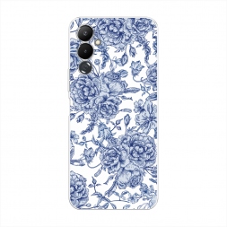 Силиконовый чехол Гжель цветы рисунок на Tecno Pova 4