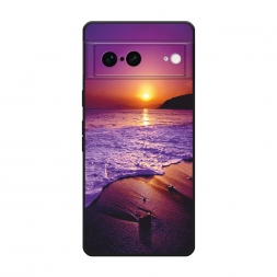 Матовый силиконовый чехол Закат на пляже на Google Pixel 7