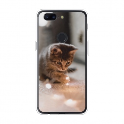 Силиконовый чехол Котенок с огоньками на OnePlus 5T