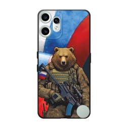 Матовый силиконовый чехол Медведь-вояка на CMF Phone 2 pro