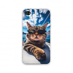 Силиконовый чехол Кот в солнечных очках на iPhone 4/4S
