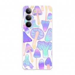Soft touch белый Пастельные грибы на Realme C75 4G