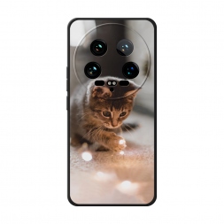 Матовый силиконовый чехол Котенок с огоньками на Xiaomi 14 Ultra
