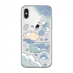 Силиконовый чехол Крольчонок и акула на iPhone XS Max (10S Max)