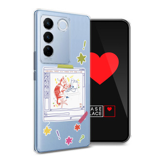 Силиконовый чехол Котик за работой рисунок на Vivo V27 Pro