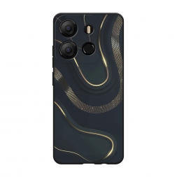 Матовый силиконовый чехол Золотистые изгибы на Tecno Pop 7