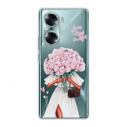 Силиконовый чехол Девушка с букетом пионов на Honor 60