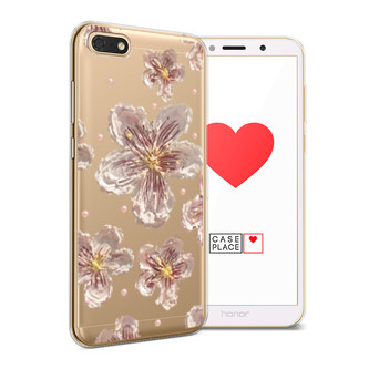 Силиконовый чехол Розовые цветы красками на Huawei Y5 2018