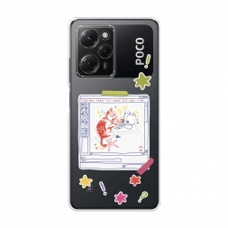 Силиконовый чехол Котик за работой рисунок на Xiaomi Poco X5 Pro 5G