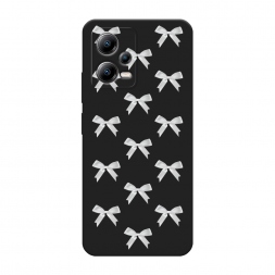 Матовый силиконовый чехол Белые бантики на Xiaomi Poco X5 5G