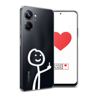 Силиконовый чехол Неприличный человечек белый на Realme 10 Pro