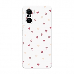 Soft touch белый Рисунок из сердечек на Xiaomi Poco F3