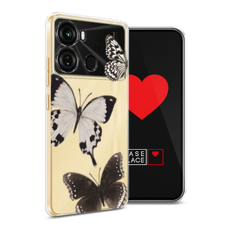 Силиконовый чехол Три монохромные бабочки на Itel P40