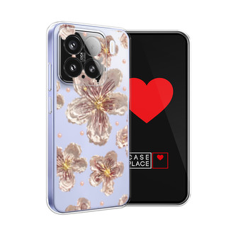Силиконовый чехол Розовые цветы красками на Xiaomi 15