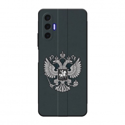Матовый силиконовый чехол Герб России серый на Tecno Pova 3